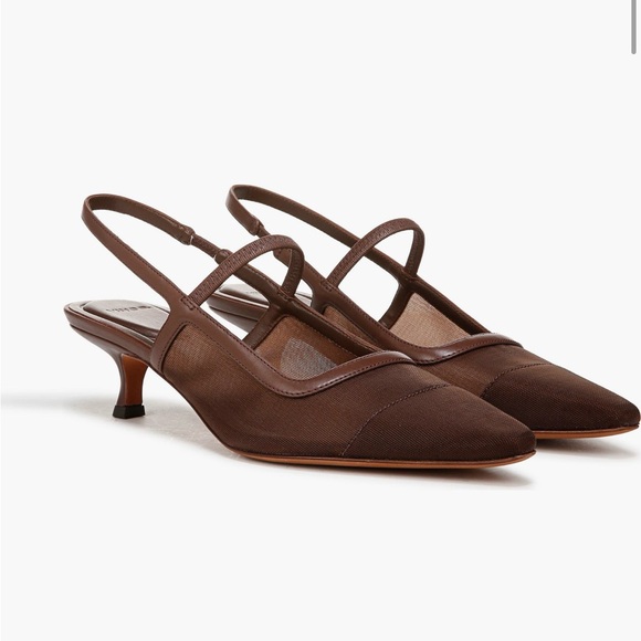 Vince Shoes - Vince Mesh Slingback Kitten Heel - Brown